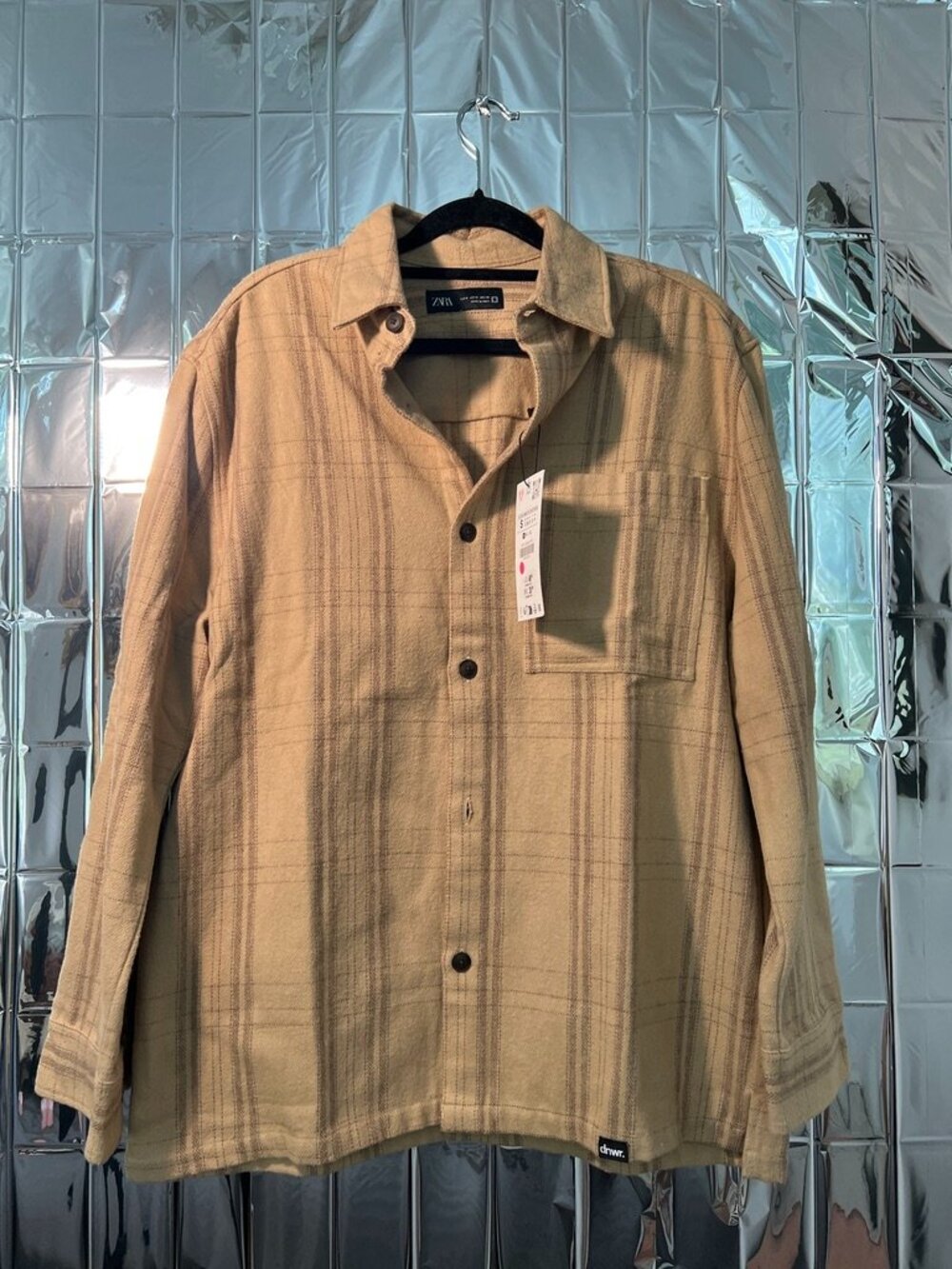 Zara Men's Flannel Cotton Long Sleeve Button Up Shirt Size Small